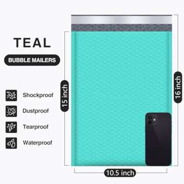 UCGOU Bubble Mailers 10.5x16 Inch Teal 25 Pack Poly Padded Envelopes Large #5 Mailing Packages Opaqu...