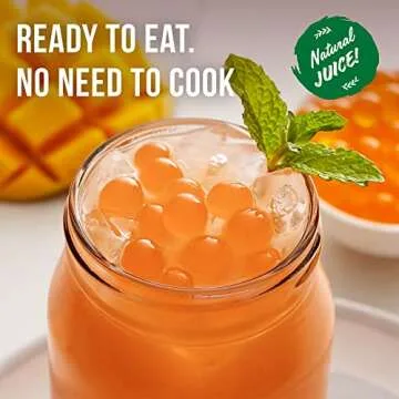 Mango INSPIRE FOOD Popping Boba Pearls for Bubble Tea | 1 lb Packs | 100% Vegan & Gluten Free Bursting Pearls | Lower Sugar & Real Fruit Juice for Teas, Shakes, Dessert, Smoothies