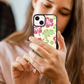 Hibiscus Phone Case Compatible with iPhone 13 6.1 Inch - Shockproof Protective TPU Cute Flower Printed iPhone Case Designed for iPhone 13 Case for Men Girls Women
