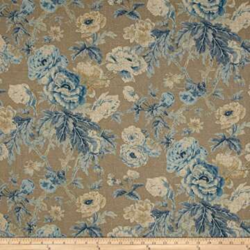 Waverly Among The Roses Fabric, Bluebell