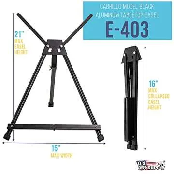 U.S. Art Supply Tabletop Easel for Painting - 15" to 21" Adjustable Metal Painting Easel - Portable ...