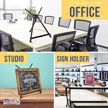 U.S. Art Supply Tabletop Easel for Painting - 15" to 21" Adjustable Metal Painting Easel - Portable Art Easels for Display Table Stand - Holds Canvas, Whiteboards, Posters, Signs, Drawings