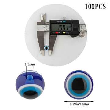 SAVITA 100pcs Blue Evil Eye Beads Eyeball Beads Handmade Resin Beads Charms for DIY Bracelets Neckla...