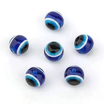 SAVITA 100pcs Blue Evil Eye Beads for Crafting Jewelry