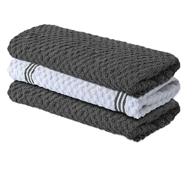 Infinitee Xclusives Premium Kitchen Towels – Pack of 3, 100% Cotton | 15 x 25 | Absorbent Dish Tow...