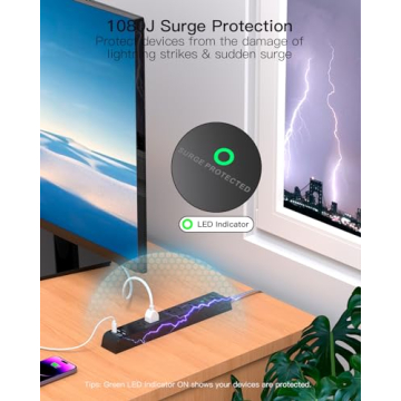 6 Outlet Surge Protector Power Strip with USB Ports