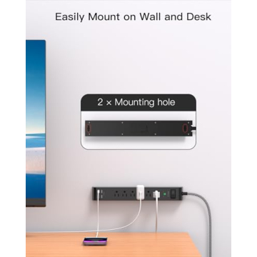 6 Outlet Surge Protector Power Strip with USB Ports