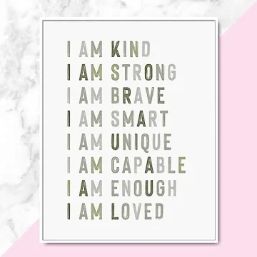 Positive Affirmations, Classroom Wall Art, Green Nursery Wall Decor Neutral, Educational Posters, Kids Room Decor, Inspirational Quotes, Playroom Decor, Boys Room Decor, Unframed (8X10 INCH)