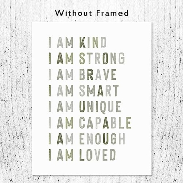Positive Affirmations, Classroom Wall Art, Green Nursery Wall Decor Neutral, Educational Posters, Kids Room Decor, Inspirational Quotes, Playroom Decor, Boys Room Decor, Unframed (8X10 INCH)