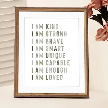Positive Affirmations, Classroom Wall Art, Green Nursery Wall Decor Neutral, Educational Posters, Kids Room Decor, Inspirational Quotes, Playroom Decor, Boys Room Decor, Unframed (8X10 INCH)