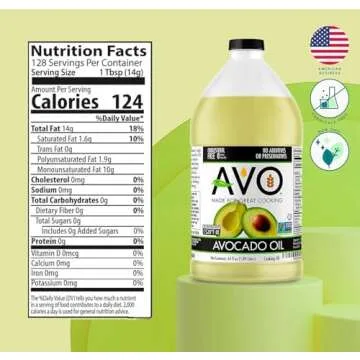 AVO Organic Avocado Oil for Frying, Baking & Cooking - 64 Fl Oz Half Gallon