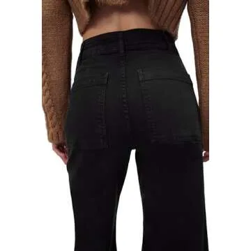 Supgoreou Women's Wide Leg Jeans High Waisted Stretchy Trendy Casual Versatile Work Denim Pants Trousers 2025 Black