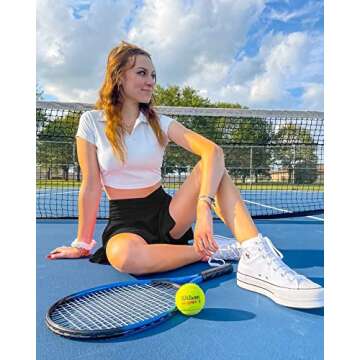 G4Free Black Tennis Skirts for Women Cross Waist Athletic Golf Skorts Skirts with Shorts Pocket for ...