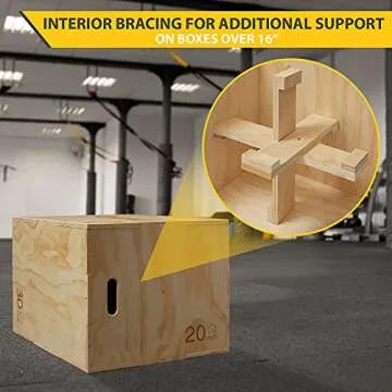 Philosophy Gym 3 in 1 Wood Plyometric Box - 20" x 18" x 16" Jumping Plyo Box for Training and Conditioning
