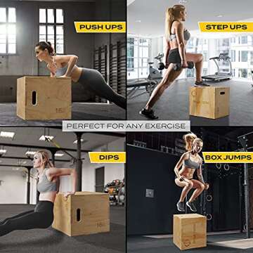 Philosophy Gym 3 in 1 Wood Plyometric Box - 20" x 18" x 16" Jumping Plyo Box for Training and Conditioning