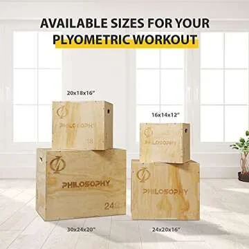 Philosophy Gym 3 in 1 Wood Plyometric Box - 20" x 18" x 16" Jumping Plyo Box for Training and Conditioning