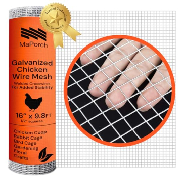 MAPORCH Hardware Cloth Wire Mesh - Durable Galvanized Mesh (15.7'' x 118.1') for Chickens, Rabbits &...