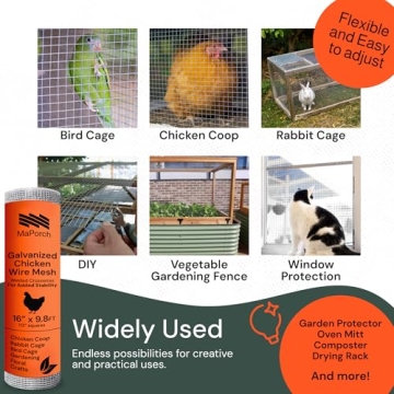 MAPORCH Galvanized Wire Mesh for Chicken Coops & More