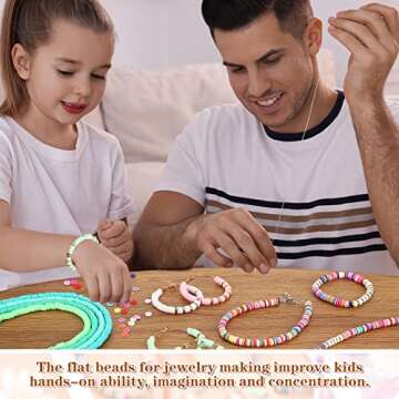 Jadive 38000 Pieces 100 Strands Polymer Clay Beads 6 mm Disk Flat Round Clay Disc Beads Handmade Loose Spacer Bead for Jewelry Making DIY Bracelet Necklace Earrings Finding Crafts, Assorted Colors