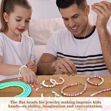 Jadive 38000 Pieces 100 Strands Polymer Clay Beads 6 mm Disk Flat Round Clay Disc Beads Handmade Loose Spacer Bead for Jewelry Making DIY Bracelet Necklace Earrings Finding Crafts, Assorted Colors