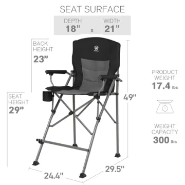 EVER ADVANCED Tall Directors Chair with Cup Holder 31-Inch
