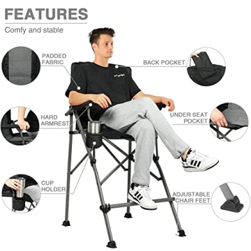 EVER ADVANCED Tall Directors Chair with Cup Holder 31-Inch
