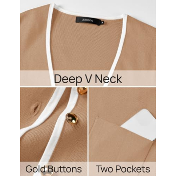 ZESICA Women's Stylish Knit Cardigan for All Seasons