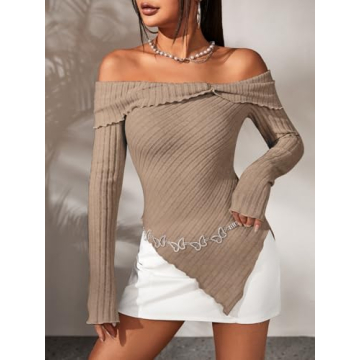 Stylish Women's Off Shoulder Ribbed Tee for Every Occasion