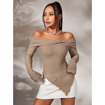 Stylish Women's Off Shoulder Ribbed Tee for Every Occasion