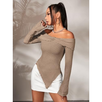 Stylish Women's Off Shoulder Ribbed Tee for Every Occasion