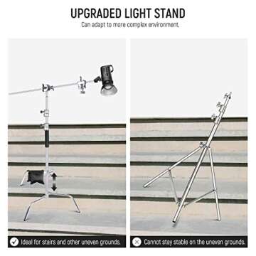 NEEWER C Stand with Boom Arm & Sliding Legs, Pro 100% Stainless Steel Stand Max Height 10.13ft/309cm...