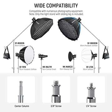 NEEWER C Stand with Boom Arm & Sliding Legs, Pro 100% Stainless Steel Stand Max Height 10.13ft/309cm with 3.9ft/120cm Arm & 2 Grip Heads for Photography Umbrellas, Reflectors, Softboxes and Monolights