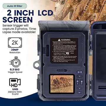 My Animal Command 2k Solar Powered Trail Camera 20MP Ultra HD Native Video Game Time Lapse Cam with Night Vision Motion Activated, IP66 Waterproof Outdoor Deer & Wildlife Hunting Pack kit