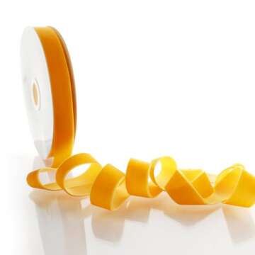 1" Velvet Ribbon Golden Yellow 5 Yards HairBow Center