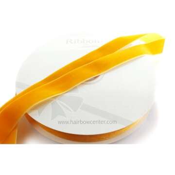 1" Velvet Ribbon Golden Yellow 5 Yards HairBow Center