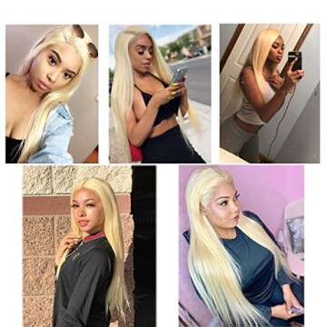 Elegant 22" Long Platinum Blonde Lace Front Wig