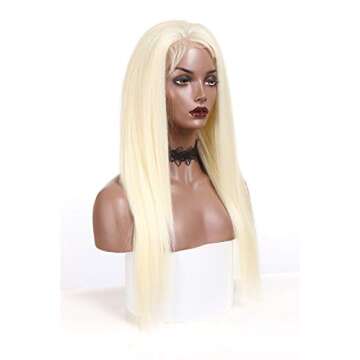 Elegant 22" Long Platinum Blonde Lace Front Wig