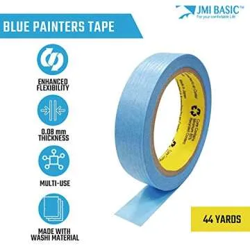 Blue Painters Tape Washi Paper - Assorted Size Multi Pack - 44 Yard - No Residue Masking Tape for Pa...