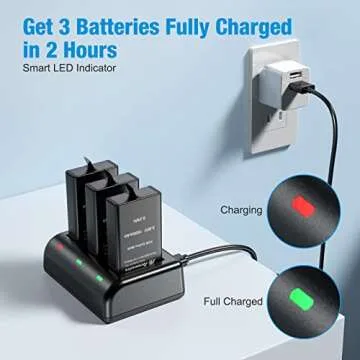 Powerextra Max Battery Kit for GoPro MAX 360 - 3 Pack and Charger