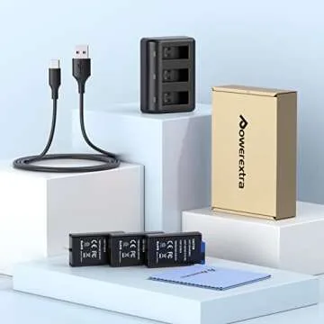 Powerextra Max Battery Kit for GoPro MAX 360 - 3 Pack and Charger
