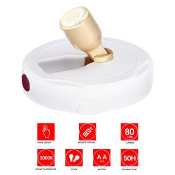 BERGUSTCH Battery Operated LED Spotlight, Picture Light with Remote, Indoor Up Lights, Display Light...