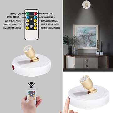 BERGUSTCH Battery Operated LED Spotlight, Picture Light with Remote, Indoor Up Lights, Display Lights, Picture Paintings Lights, Accent Lights for Frame Dartboard Portrait Artwork-White