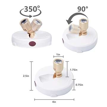 BERGUSTCH Battery Operated LED Spotlight, Picture Light with Remote, Indoor Up Lights, Display Lights, Picture Paintings Lights, Accent Lights for Frame Dartboard Portrait Artwork-White