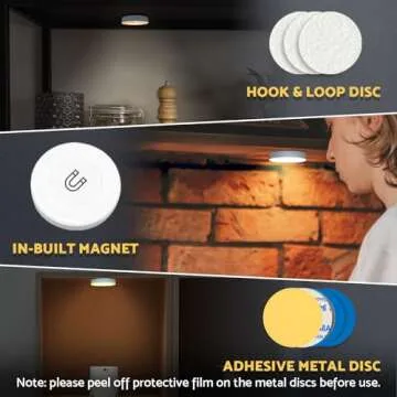 DAZZY DOT Rechargeable Puck Lights 2 Pack, Magnetic Tap Light 1000mAh Battery Powered, Warm Yellow, Dimmable Touch Light Stick on for Closet, Locker, Cabinet, Bedside, Kitchen