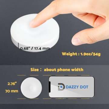 DAZZY DOT Rechargeable Puck Lights 2 Pack, Magnetic Tap Light 1000mAh Battery Powered, Warm Yellow, Dimmable Touch Light Stick on for Closet, Locker, Cabinet, Bedside, Kitchen