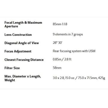 Canon EF 85mm f/1.8 USM Telephoto Lens - Perfect Portraits