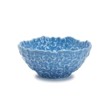Two's Company Blue Hydrangea Porcelain Tidbit Bowl Set - Elegant 4.75"D Small Dipping/Serving Dishes...