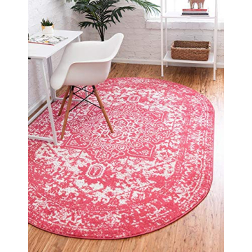 Rugs.com Arlington Collection Rug – 5' x 8' Oval Pink Medium-Pile Rug Perfect for Living Rooms, La...