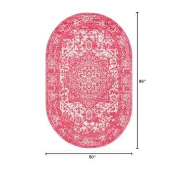Arlington Collection 5' x 8' Oval Pink Area Rug for Home