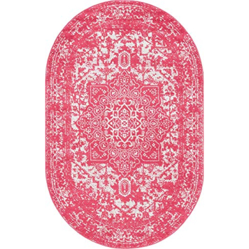 Arlington Collection 5' x 8' Oval Pink Area Rug for Home